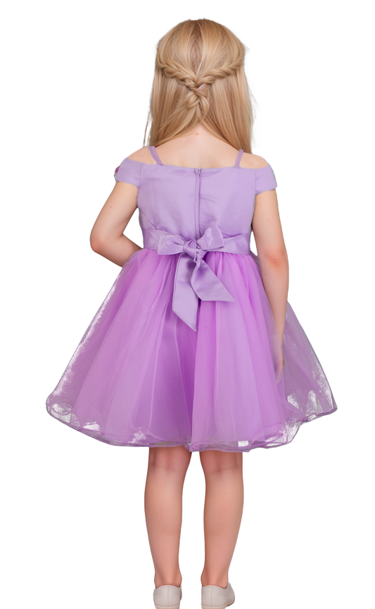 Vestido Infantil Lila con Bordado - Niña