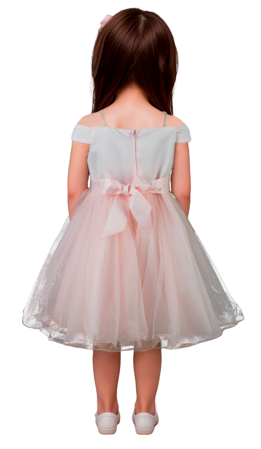 Vestido Niña Hombros Descubiertos con Tul y Bordado