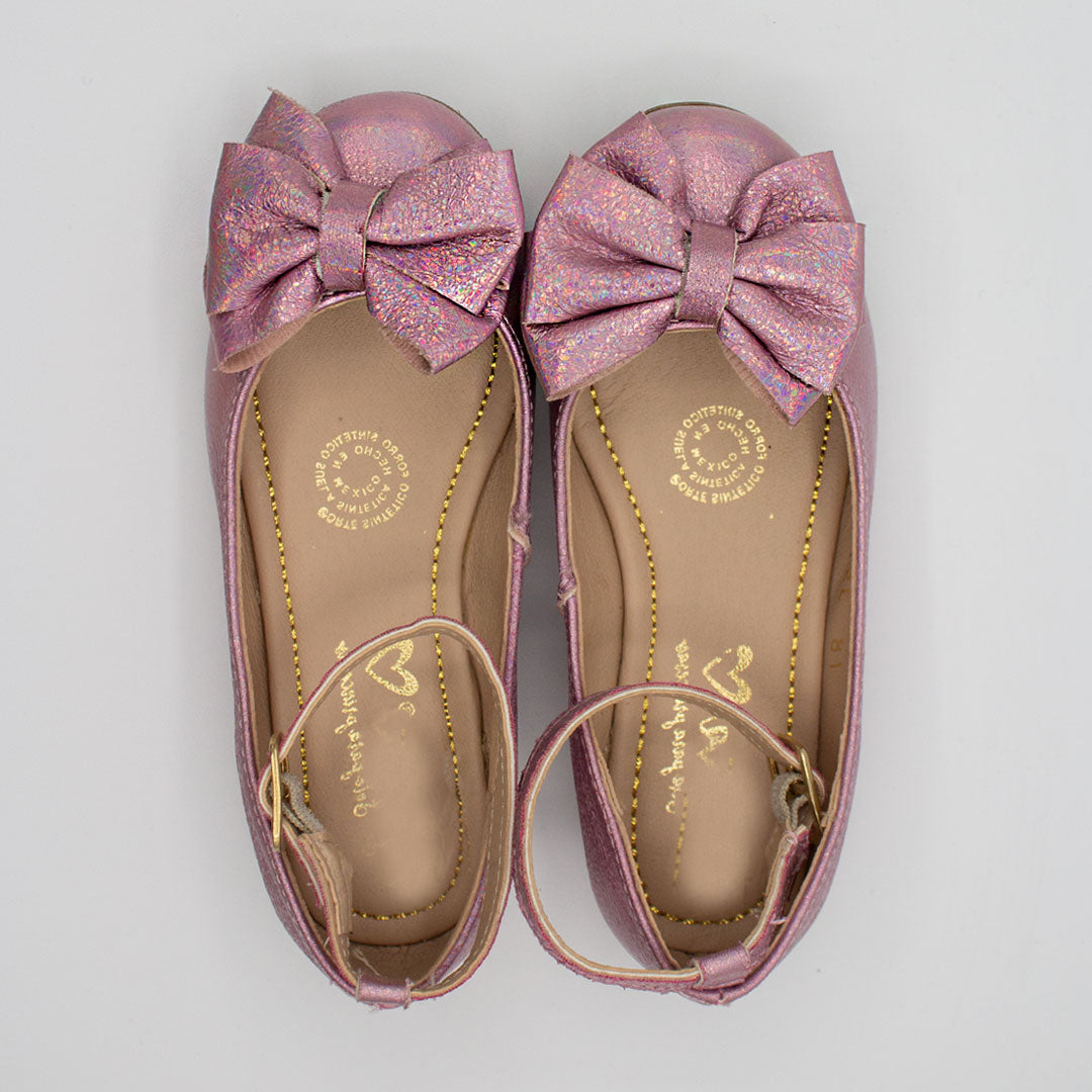 Zapatos Infantiles Morado con Moño y Pulsera | Niña