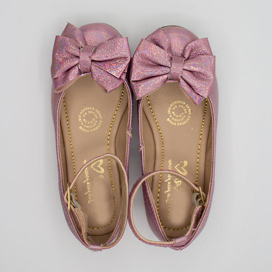 Zapatos Infantiles Morado con Moño y Pulsera | Niña