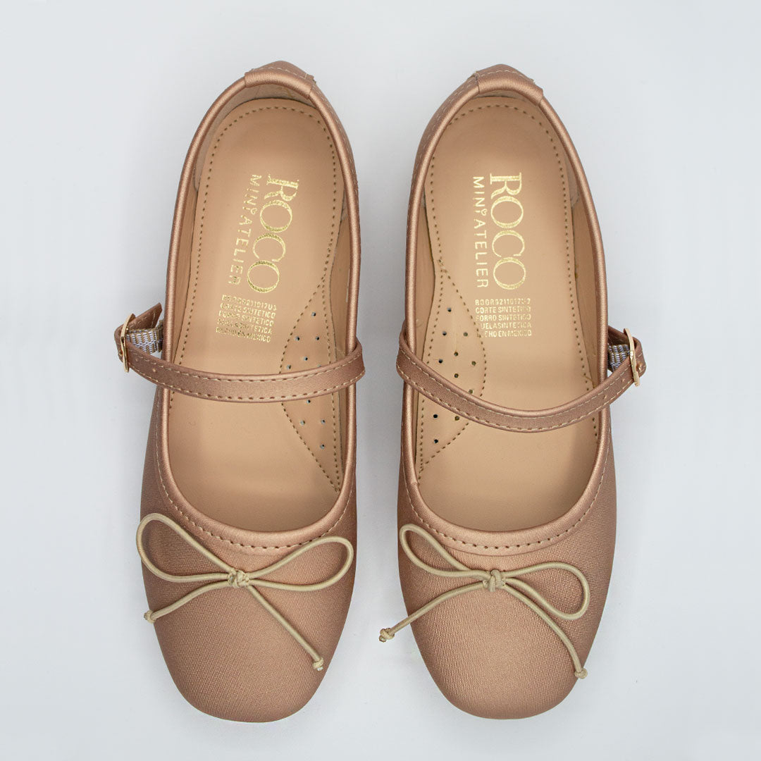 Zapatillas Beige de Tela con Moño para Niña Tallas 15-26