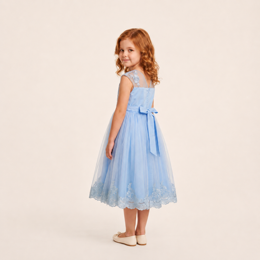 VESTIDO DE NIÑA AZUL CIELO