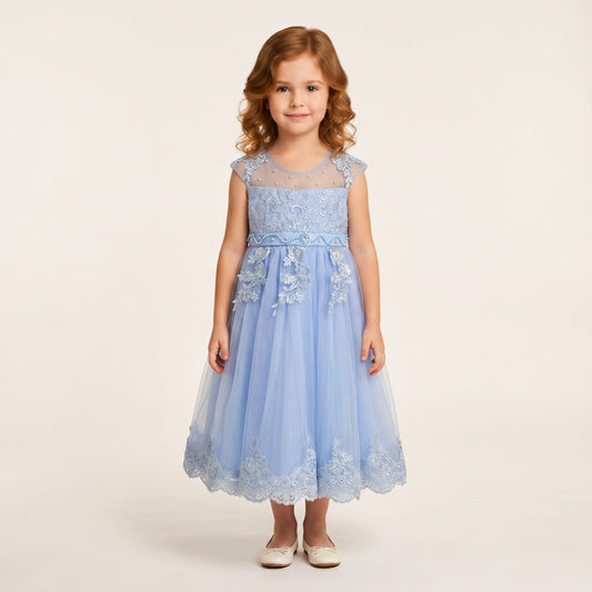 VESTIDO DE NIÑA AZUL CIELO