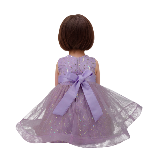Vestido Bebé Lila con Pedrería y Tul Bordado | Roco Atelier