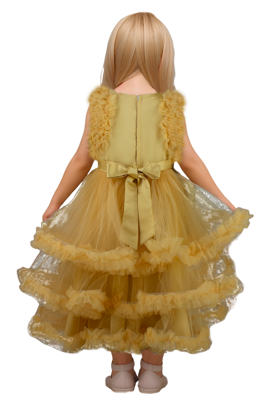 Vestido Infantil Amarillo de Tul con Falda Pomposa | Roco Atelier