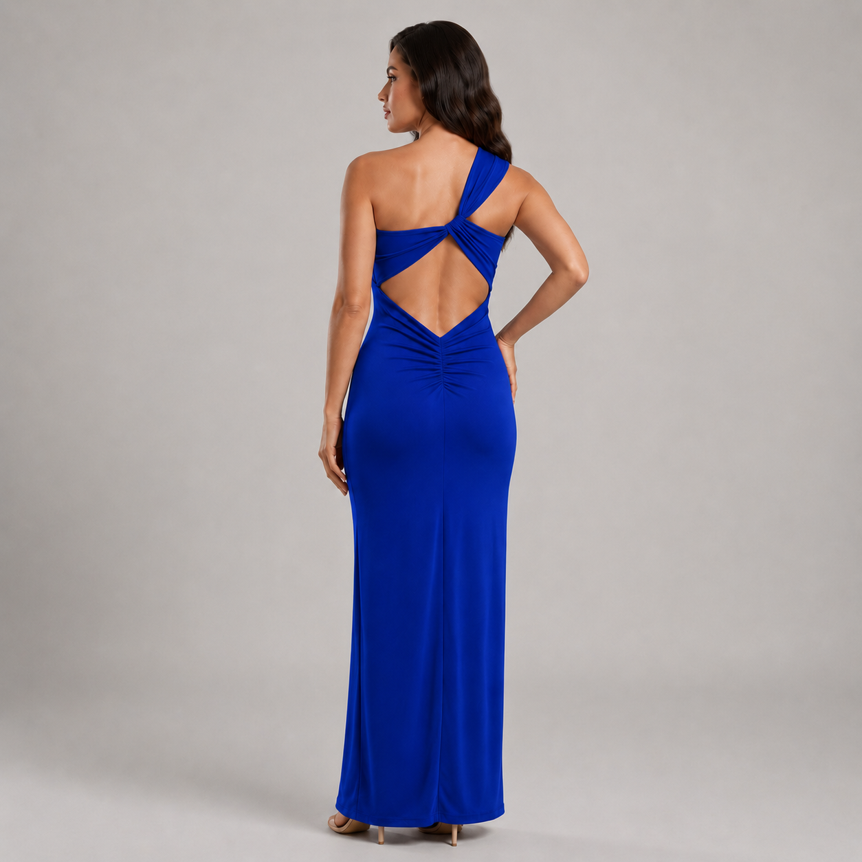 Vestido Asimétrico Espalda Descubierta y Pierna Abierta para Mujer