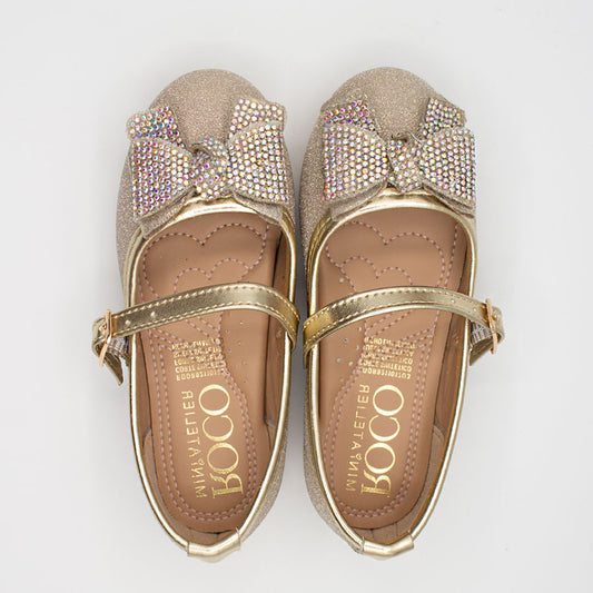 Zapatillas Doradas con Moño para Niña Tallas 13-26