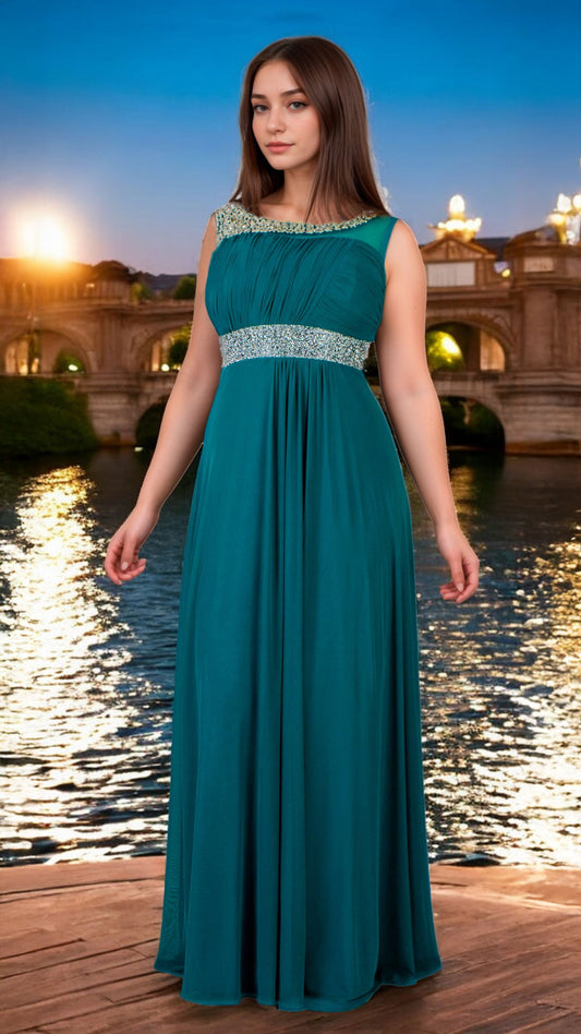 Vestido Turquesa Elegante para Dama con Diseño Favorecedor Tallas M-XL