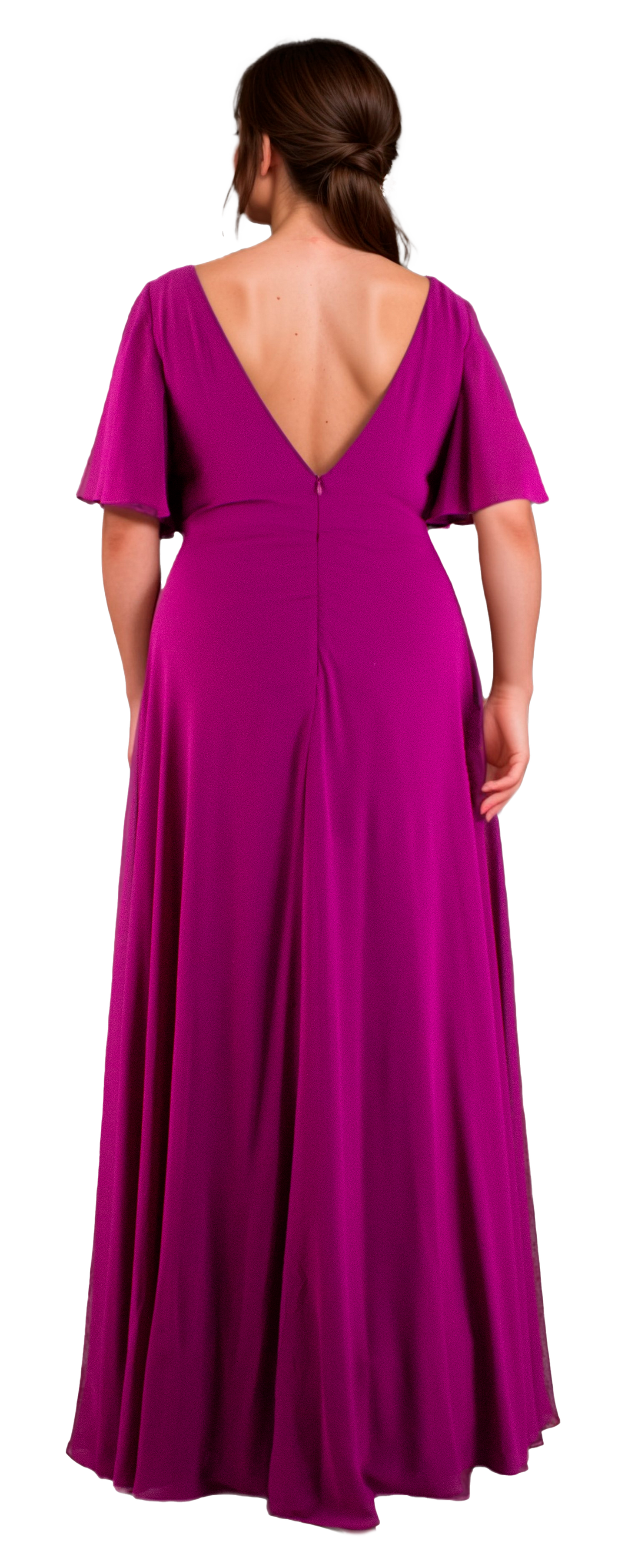 Vestido de Chiffon Bugambilia Manga Acampanada Curvy - Tallas Extra