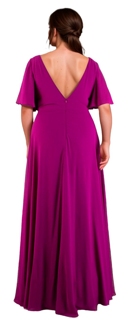 Vestido de Chiffon Bugambilia Manga Acampanada Curvy - Tallas Extra