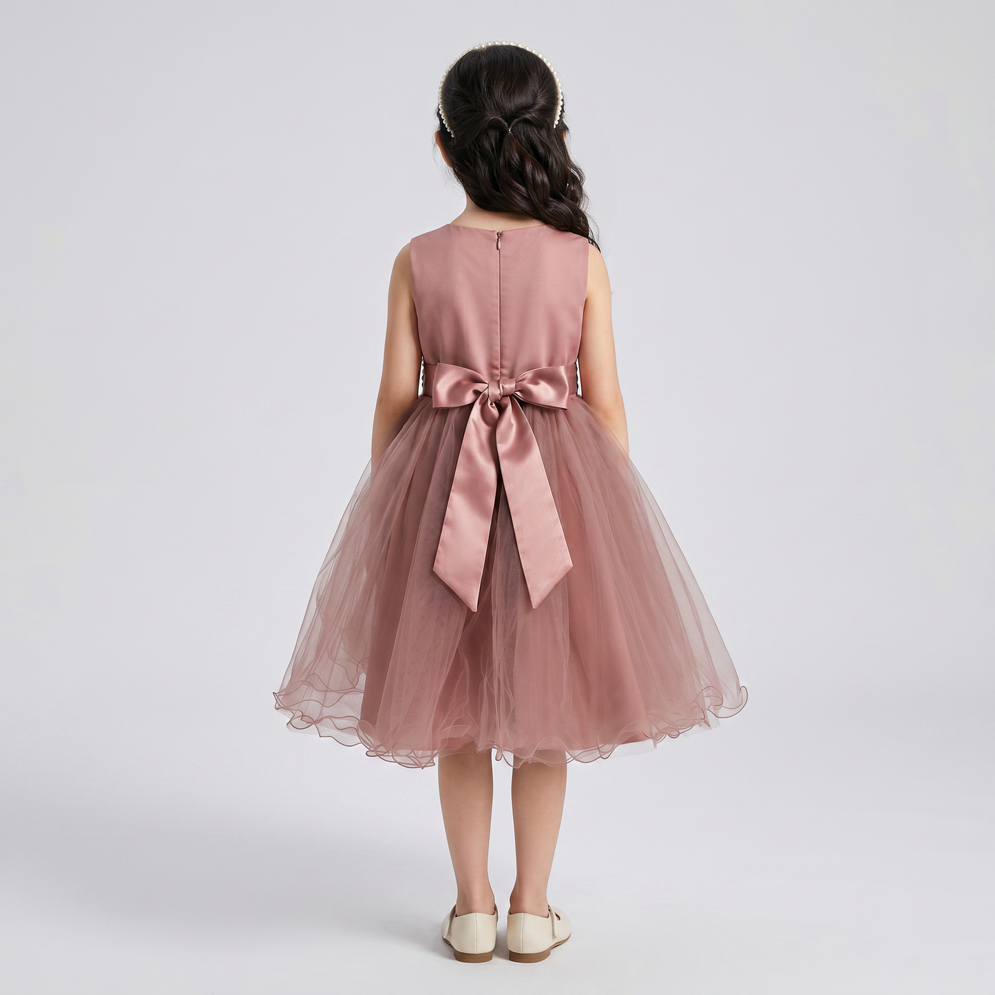 Vestido de Tul Mauve con Detalles para Niña Tallas 12-20