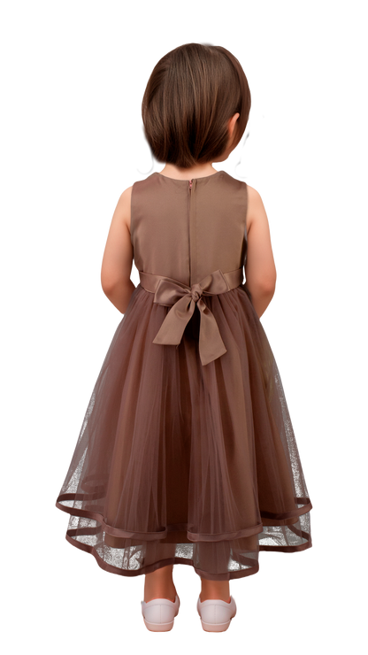 Vestido Infantil Mauve con Bordado y Falda de Tul | Roco Atelier