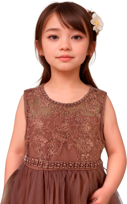 Vestido Infantil Mauve con Bordado y Falda de Tul | Roco Atelier