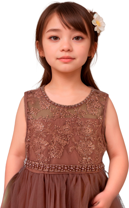 Vestido Infantil Mauve con Bordado y Falda de Tul | Roco Atelier