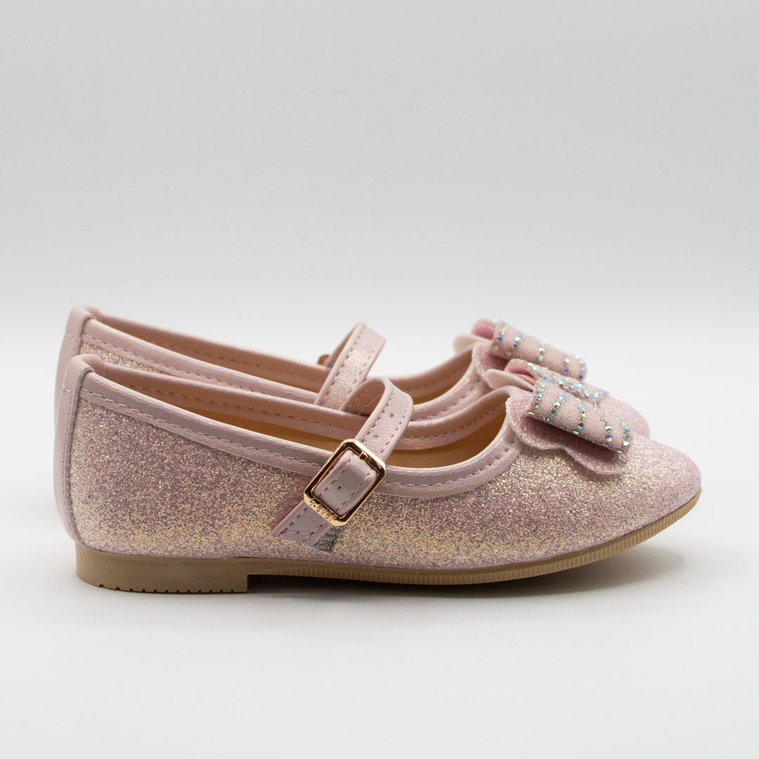 Zapatillas Glitter Rosa Tornasol con Moño para Niña Tallas 13-26