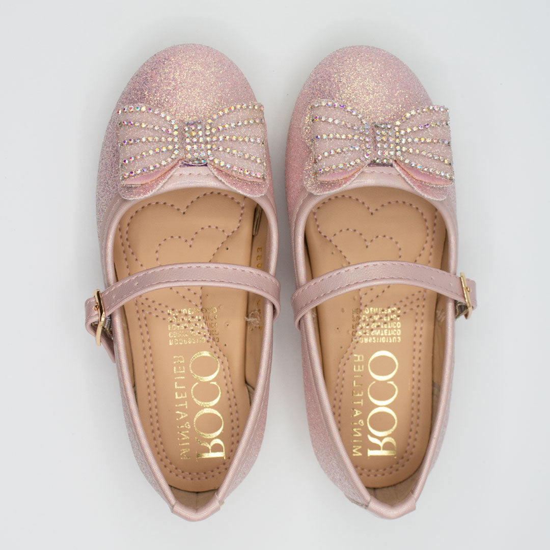 Zapatillas Glitter Rosa Tornasol con Moño para Niña Tallas 13-26