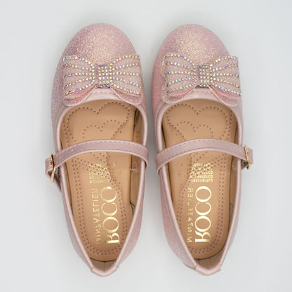 Zapatillas Glitter Rosa Tornasol con Moño para Niña Tallas 13-26