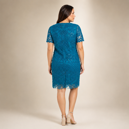 Vestido Corto Cintilla con Bordado