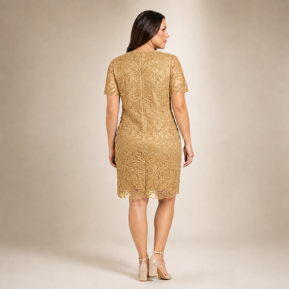 Vestido Corto Cintilla con Bordado