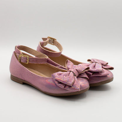 Zapatos Infantiles Morado con Moño y Pulsera | Niña