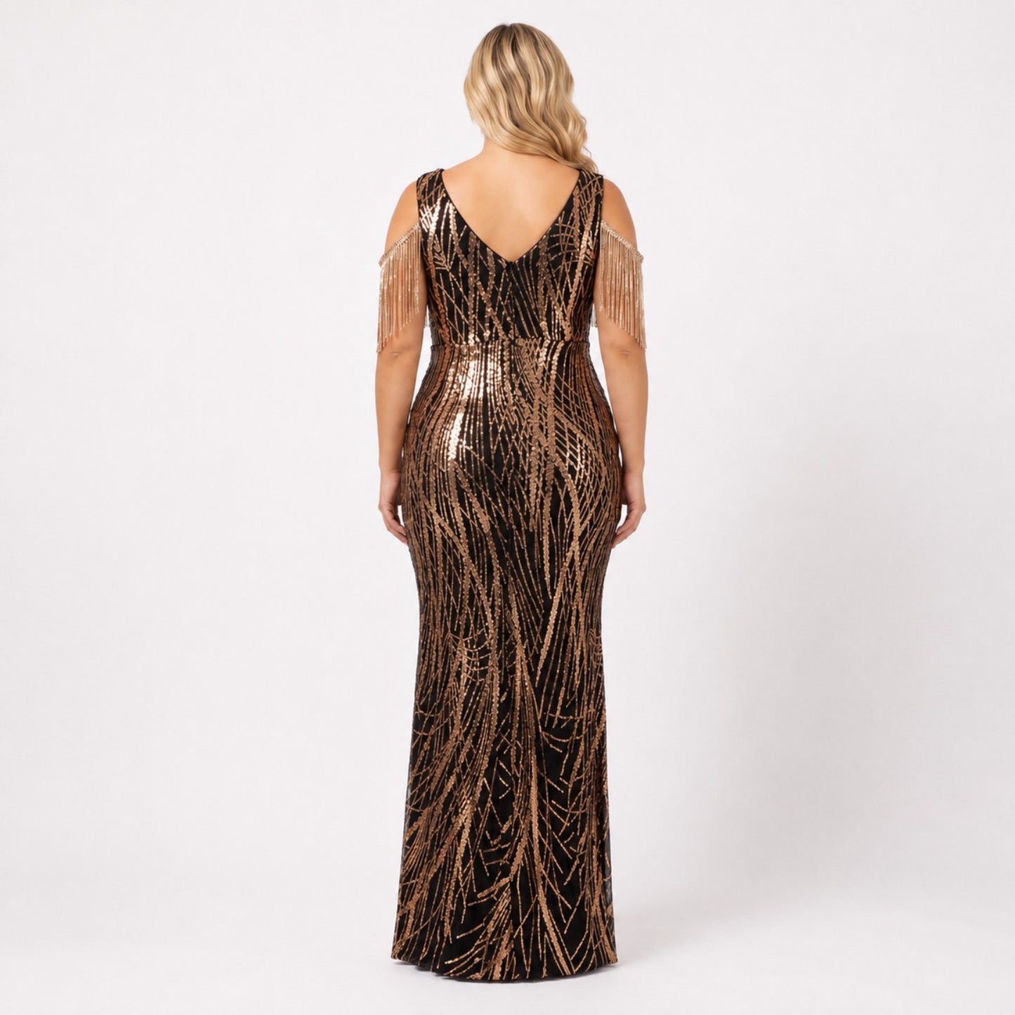 Plus Size Rose Gold Sequin Mermaid Evening Dress 1XL-4XL