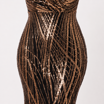 Plus Size Rose Gold Sequin Mermaid Evening Dress 1XL-4XL
