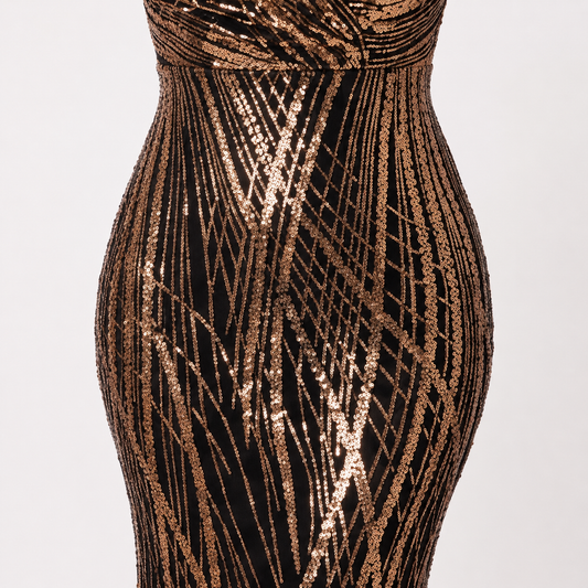Plus Size Rose Gold Sequin Mermaid Evening Dress 1XL-4XL
