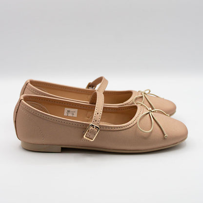 Zapatillas Beige de Tela con Moño para Niña Tallas 15-26