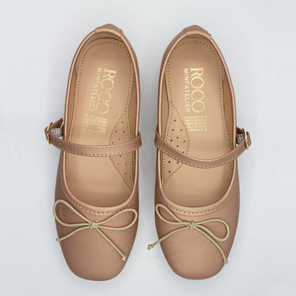 Zapatillas Beige de Tela con Moño para Niña Tallas 15-26