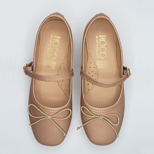 Zapatillas Beige de Tela con Moño para Niña Tallas 15-26