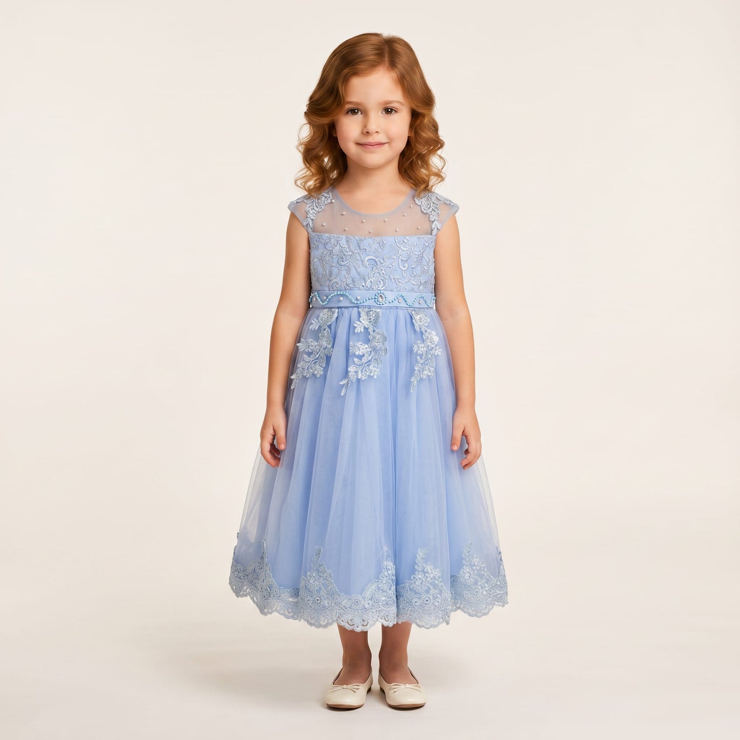 VESTIDO DE NIÑA AZUL CIELO