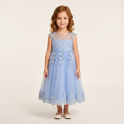 VESTIDO DE NIÑA AZUL CIELO