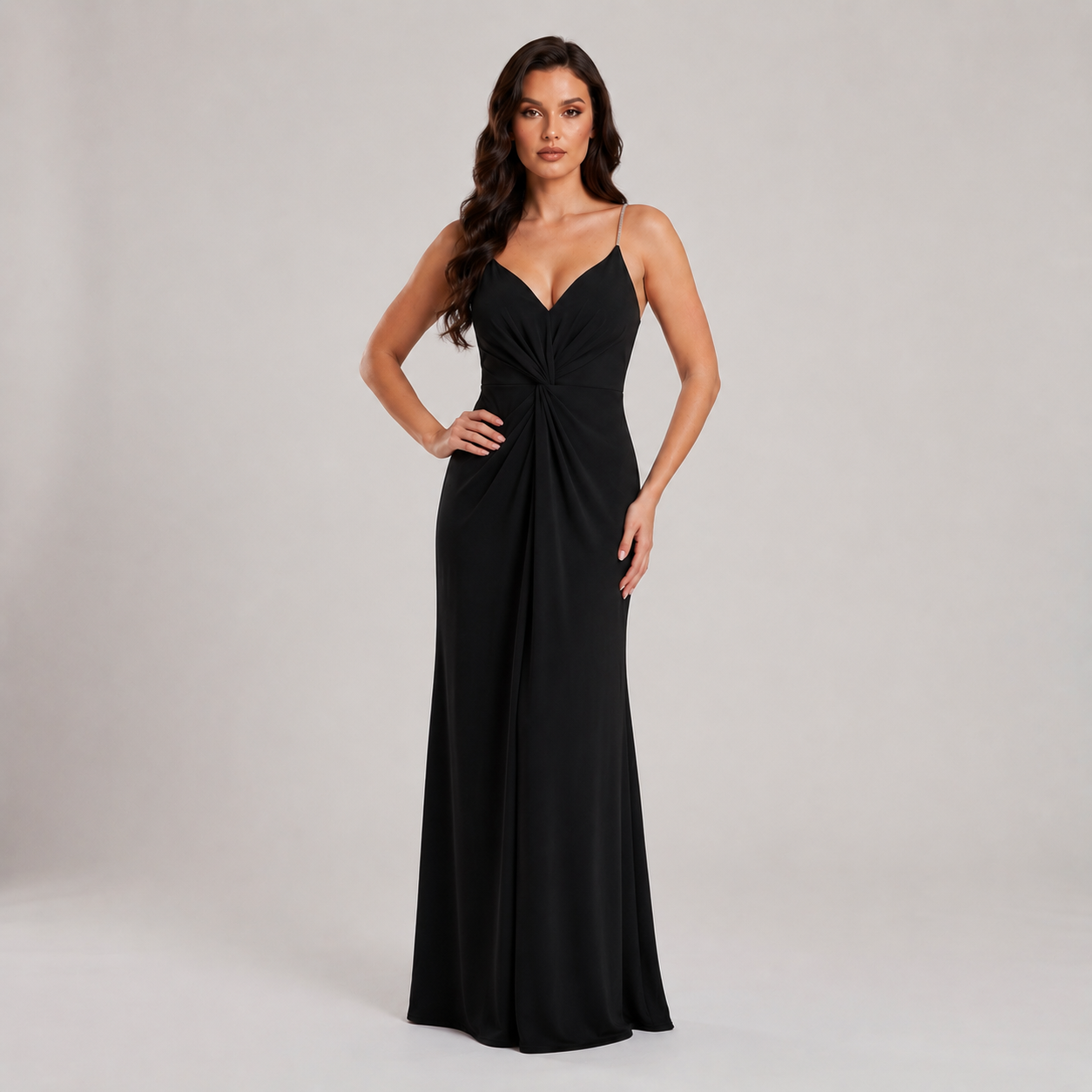 Vestido Tirantes Pedrería Fruncido para Mujer
