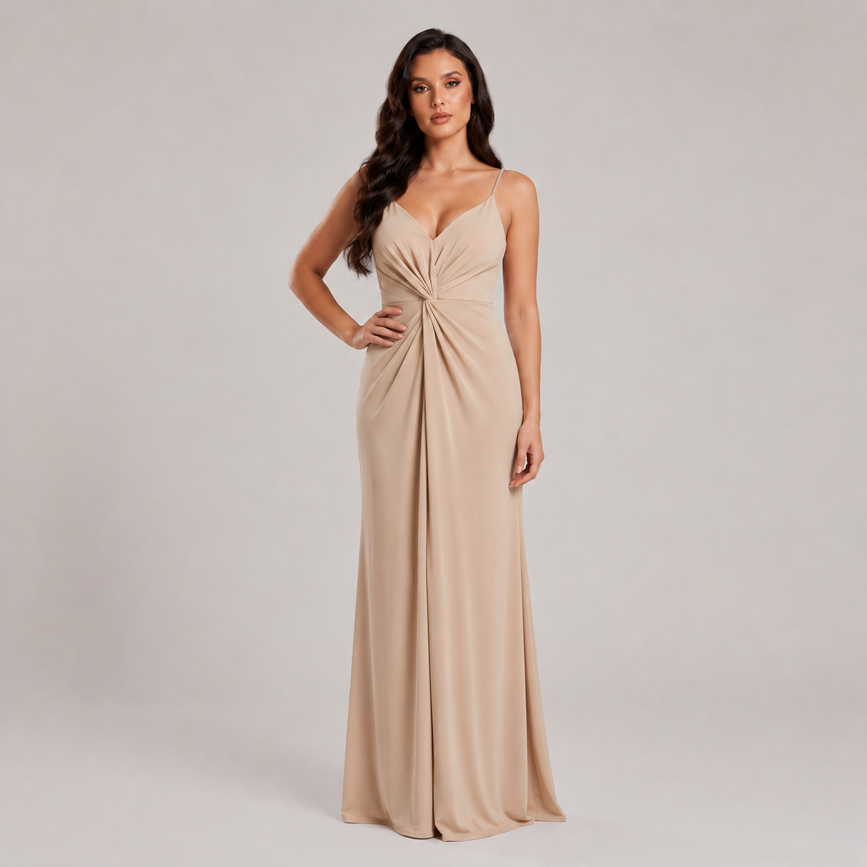 Vestido Tirantes Pedrería Fruncido para Mujer