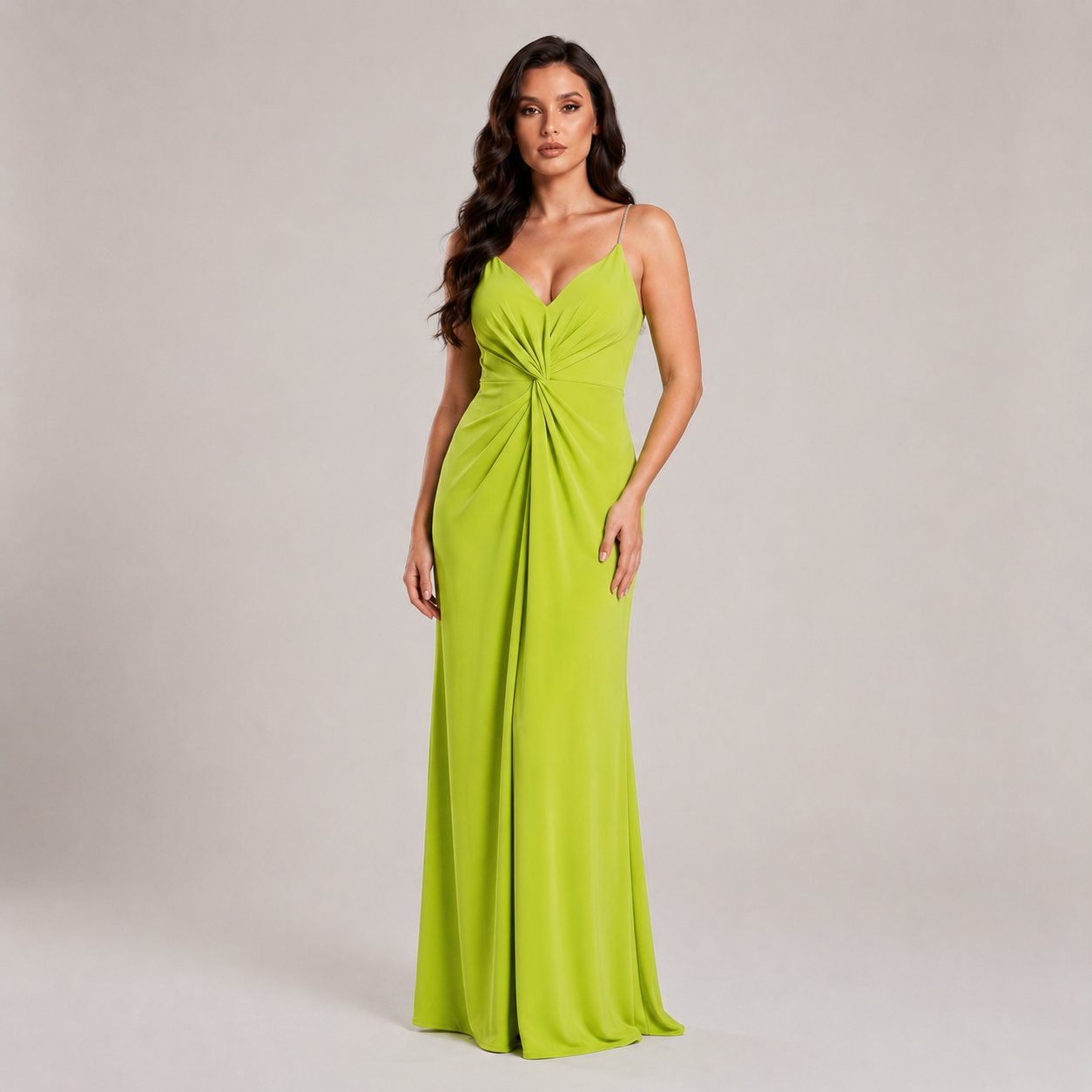 Vestido Tirantes Pedrería Fruncido para Mujer