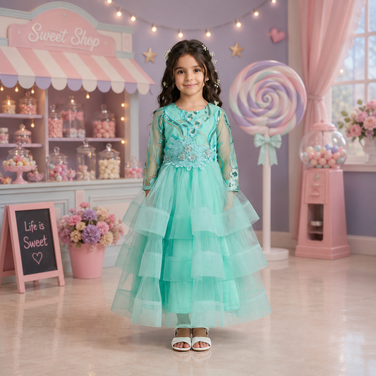 Vestido de Niña Color Aqua Menta para Fiesta | Roco Atelier