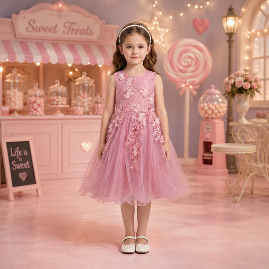Vestido de Niña Rosa para Fiesta | Roco Atelier