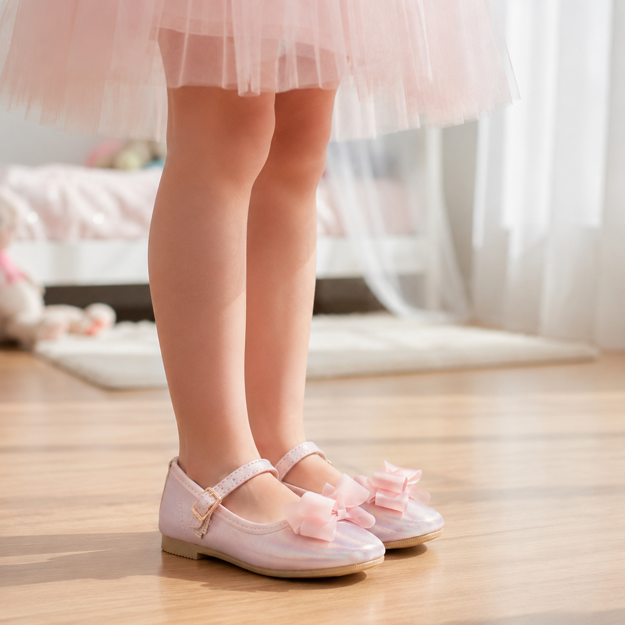 Zapatillas Rosa Tornasol con Moño para Niña Tallas 13-26
