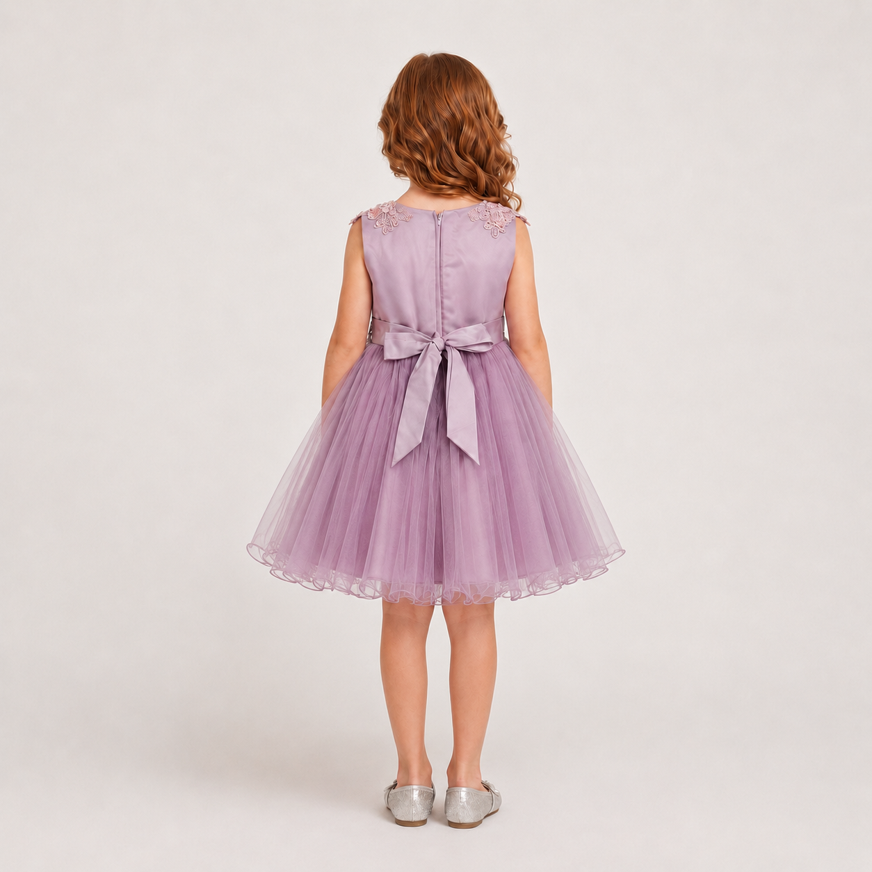 Lilac Child's Dress with Embroidery and Tulle Skirt | Roco Atelier