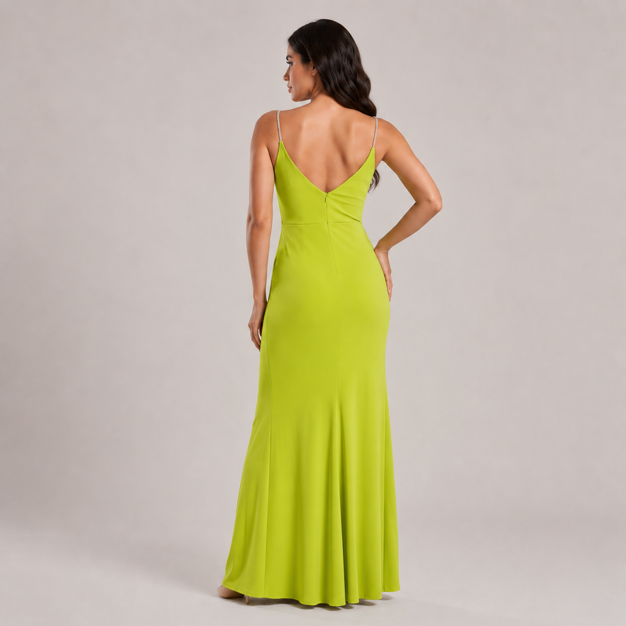 Vestido Tirantes Pedrería Fruncido para Mujer
