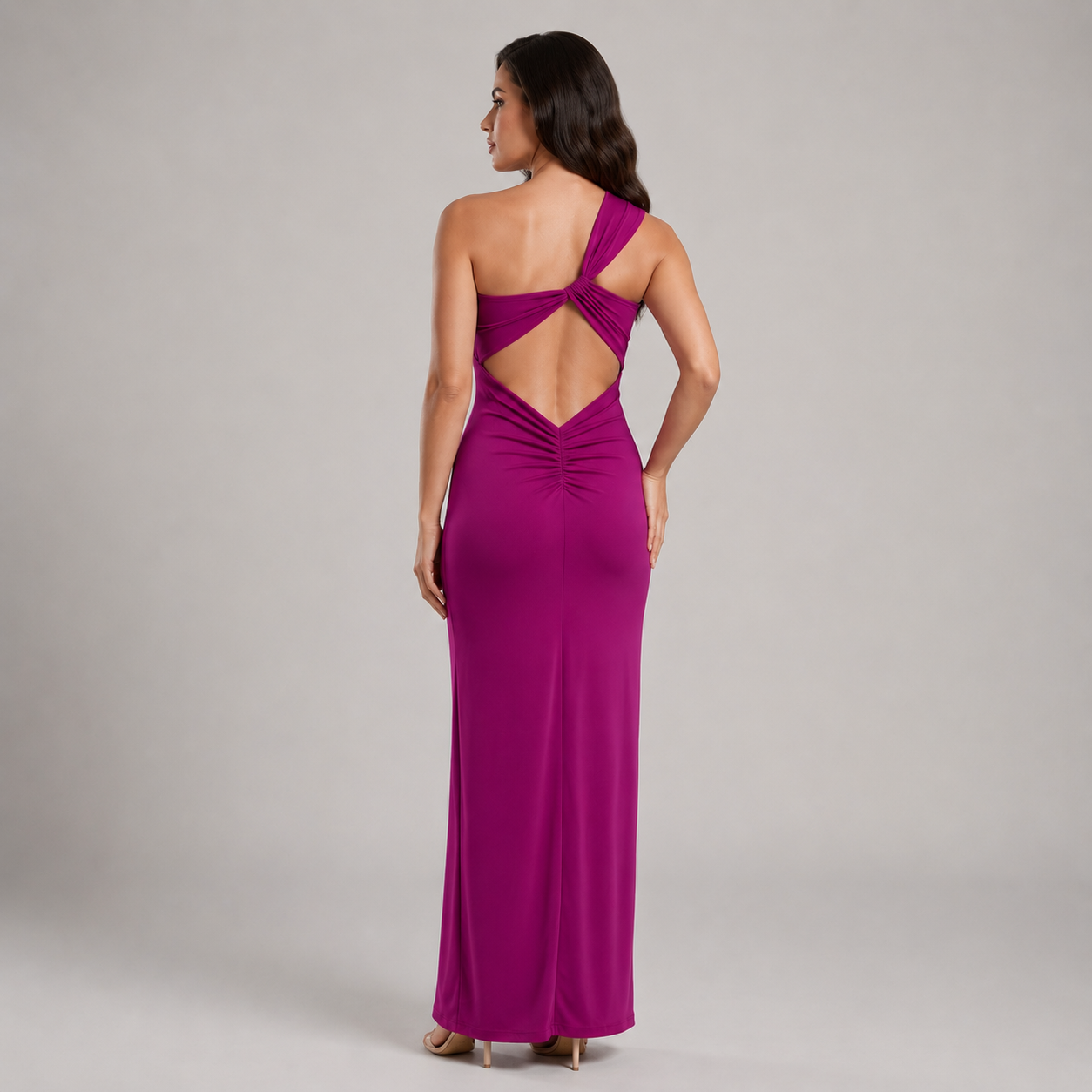 Vestido Asimétrico Espalda Descubierta y Pierna Abierta para Mujer