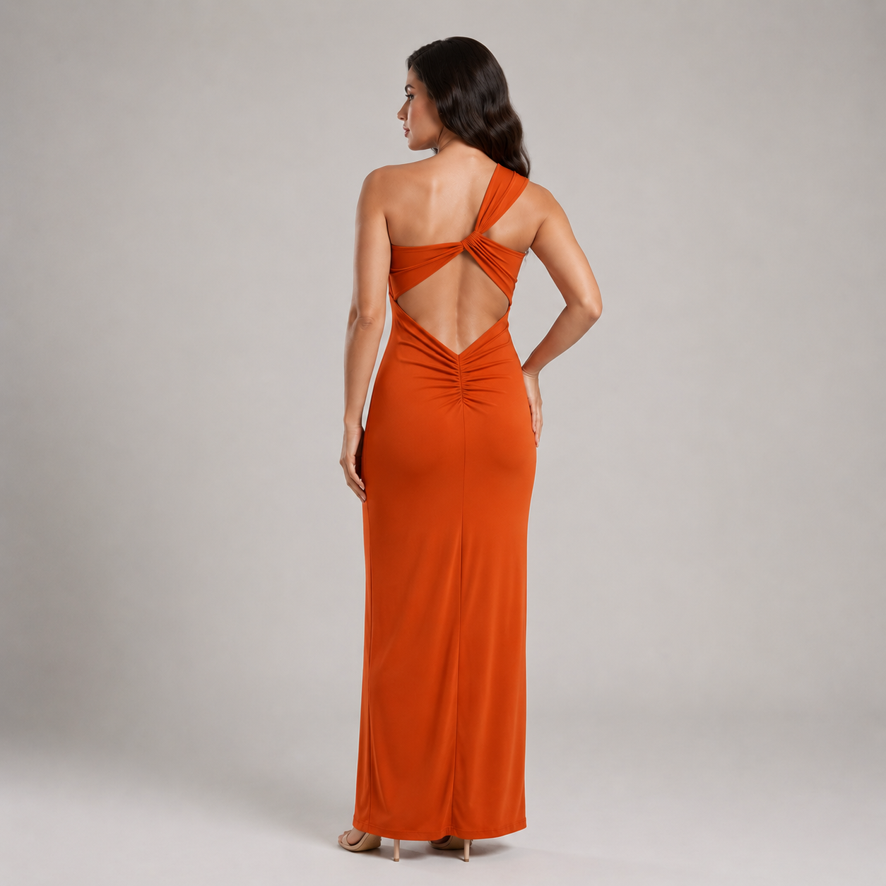 Vestido Asimétrico Espalda Descubierta y Pierna Abierta para Mujer