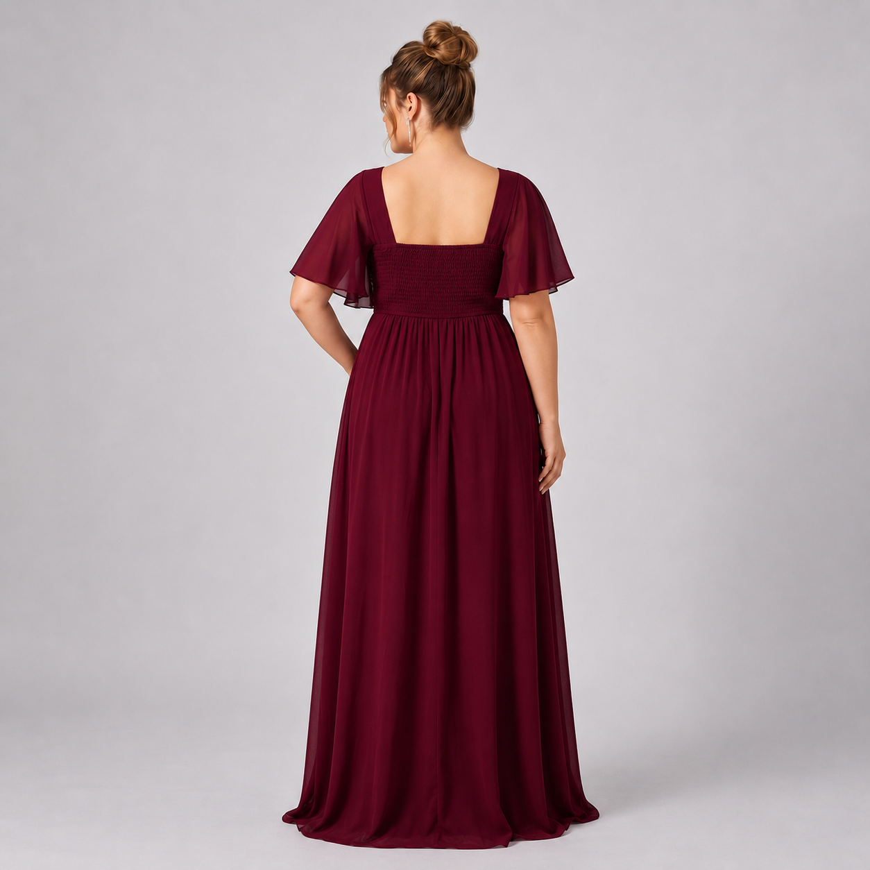 Vestido Azul Marino Chiffon Corte Imperio con Encaje y Perlas | Tallas Extra 1XL-3XL