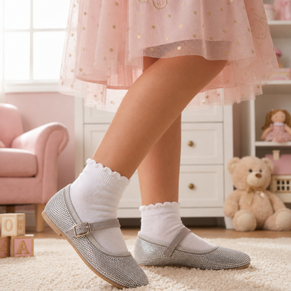 Zapatillas Infantiles Plateadas con Correa Ajustable | Niña
