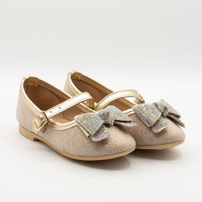 Zapatillas Doradas con Moño para Niña Tallas 13-26