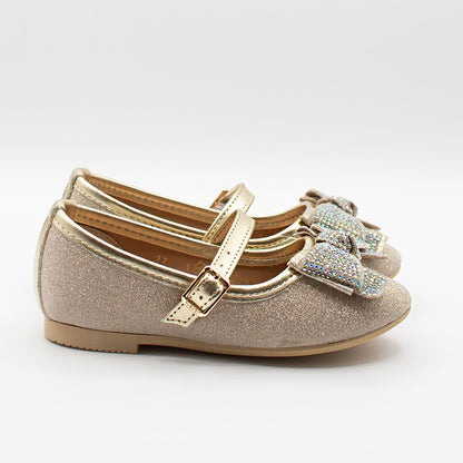 Zapatillas Doradas con Moño para Niña Tallas 13-26