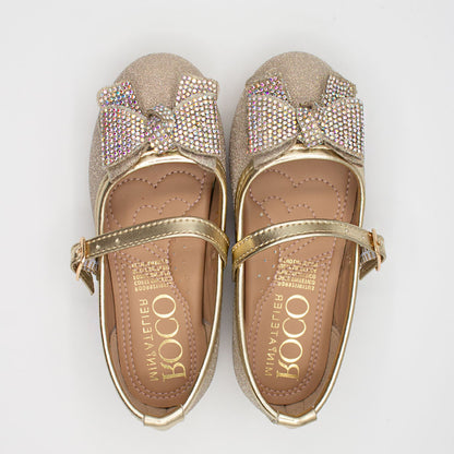 Zapatillas Doradas con Moño para Niña Tallas 13-26