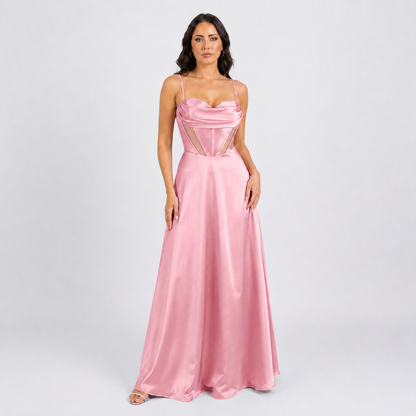 Sweetheart Neck Dress with Corset, Sheer Panels, and Full Skirt Sizes M-XL