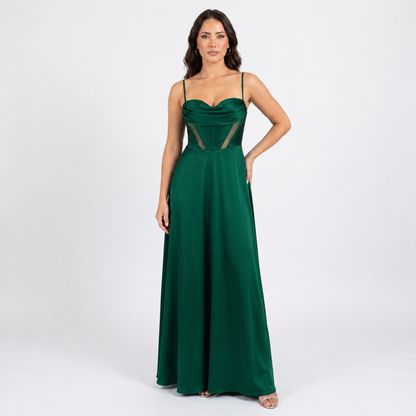 Sweetheart Neck Dress with Corset, Sheer Panels, and Full Skirt Sizes M-XL