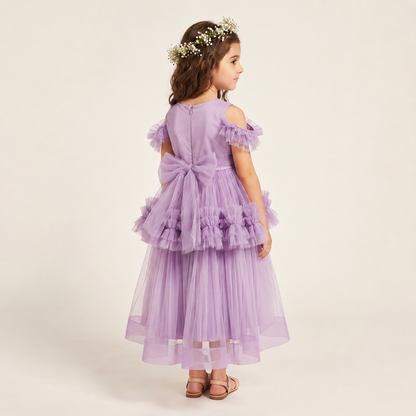 Kids' Lilac Tulle Off-the-Shoulder Dress with Sequins Sizes 110-150